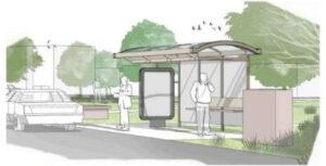 perspective bus stop drawing